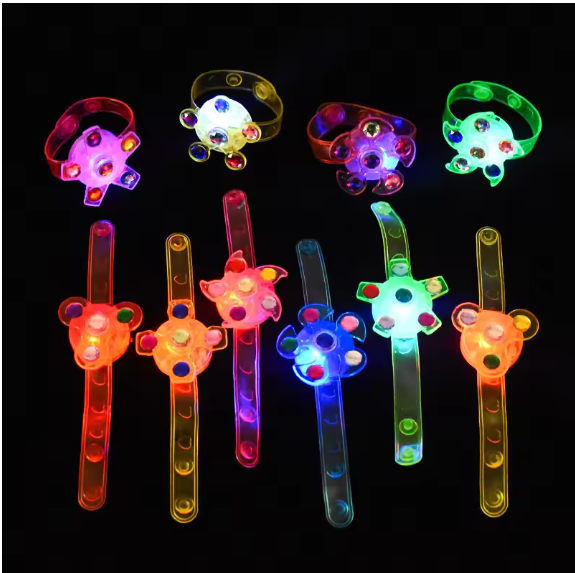 Colorful Light-Up LED Spinner Toy Bracelets - Perfect for Kids' Party Gift Bags!